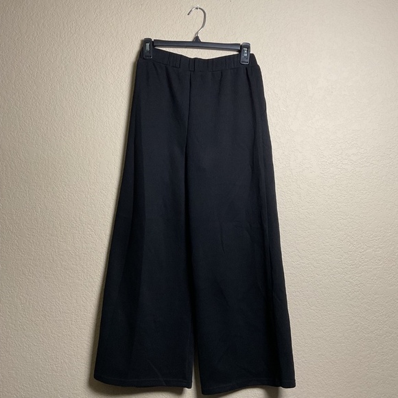 Joh Apparel Womens XS Black Wide Leg Light‎ Ribbed Knit Sweater Pants w/Pockets - Picture 2 of 6